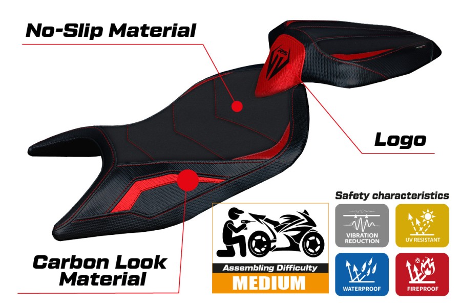 Housse de selle compatible - Aprilia RS 660 2021-2026 - mod Naxos Ultragrip