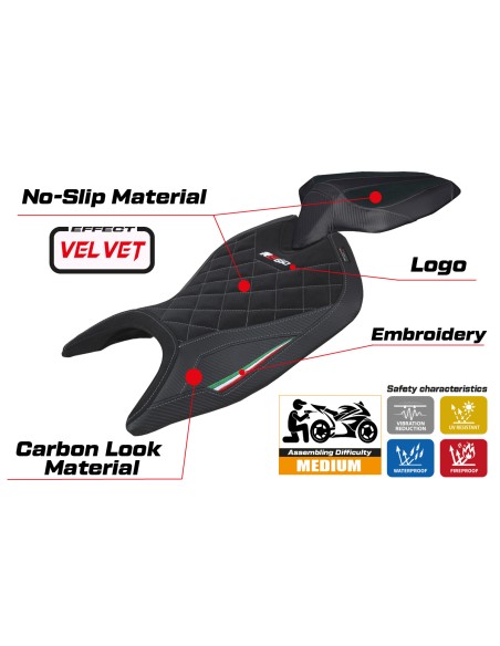 Funda de asiento compatible - Aprilia RS 660 2021-2025 - mod Mamba Velvet