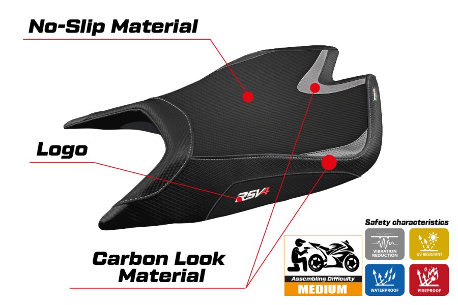 Housse de selle compatible - Aprilia RSV4 2021-2026 - mod Leon