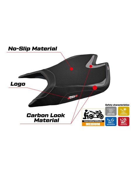 Funda de asiento compatible - Aprilia RSV4 2021-2025 - mod Leon