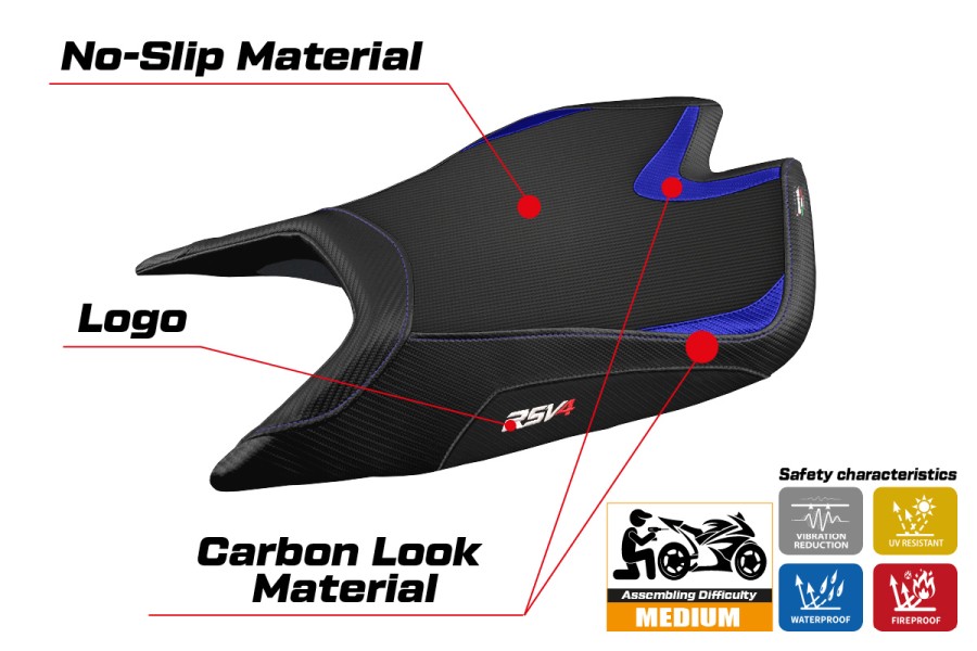 Rivestimento sella compatibile - Aprilia RSV4 2021-2026 - mod Leon Comfort System