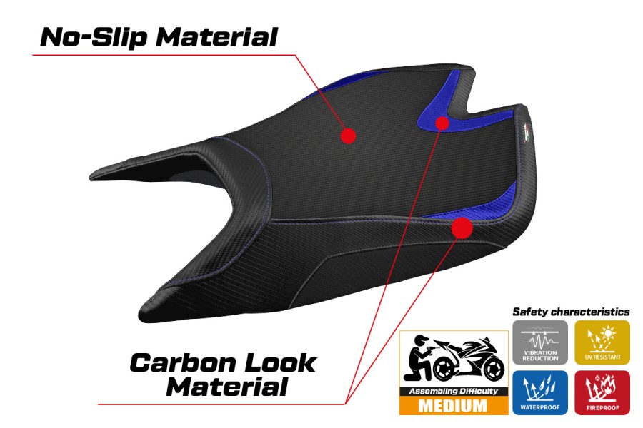 Funda de asiento compatible - Aprilia RSV4 2021-2026 - mod Leon Comfort System