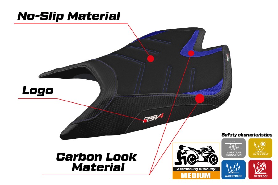 Rivestimento sella compatibile - Aprilia RSV4 2021-2026 - mod Leon Ultragrip