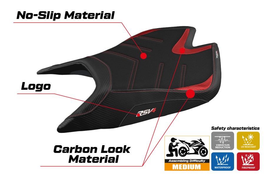 Sitzbezug kompatibel - Aprilia RSV4 2021-2026 - mod Leon Ultragrip