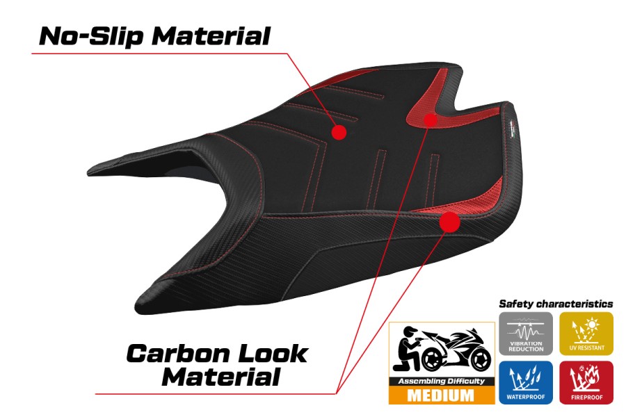 Funda de asiento compatible - Aprilia RSV4 2021-2026 - mod Leon Ultragrip