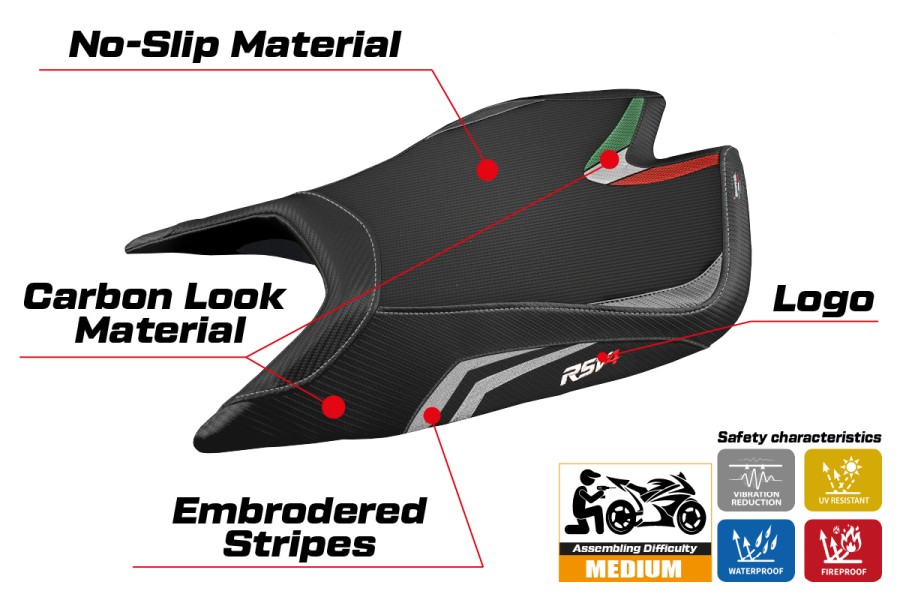 Housse de selle compatible - Aprilia RSV4 2021-2026 - mod Leon Special Color Comfort System