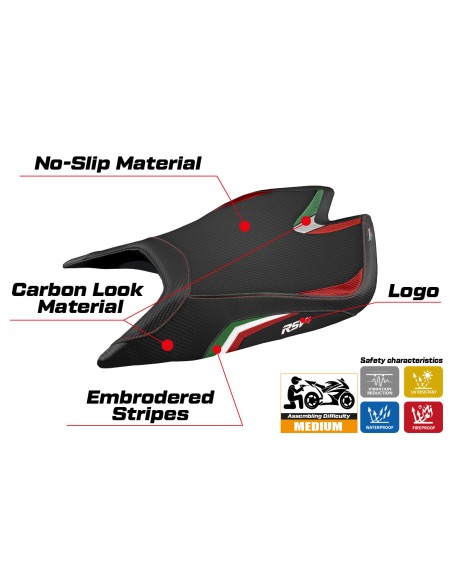 Funda de asiento compatible - Aprilia RSV4 2021-2025 - mod Leon Special Color Comfort System