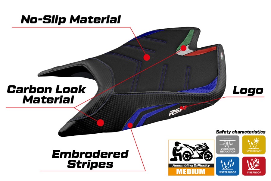 Seat cover compatible - Aprilia RSV4 2021-2026 - mod Leon Special Color Ultragrip