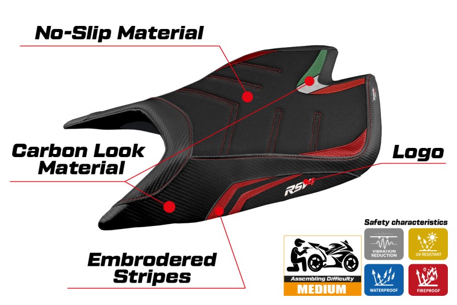 Rivestimento sella compatibile - Aprilia RSV4 2021-2026 - mod Leon Special Color Ultragrip