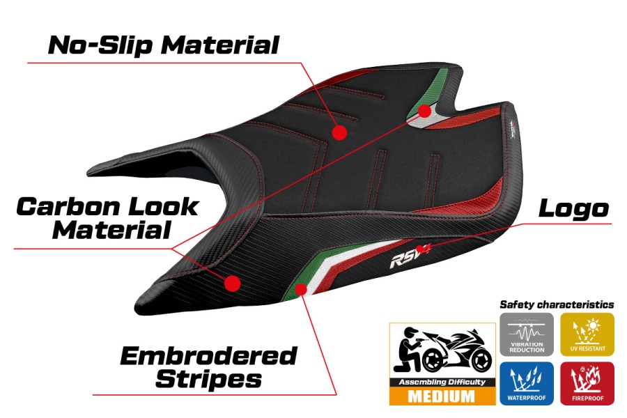 Seat cover compatible - Aprilia RSV4 2021-2026 - mod Leon Special Color Ultragrip