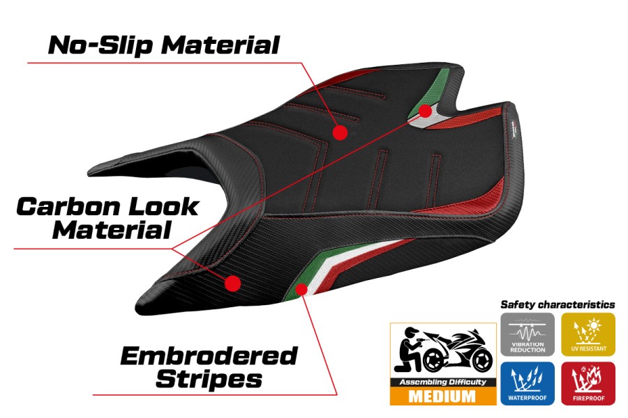 Housse de selle compatible - Aprilia RSV4 2021-2026 - mod Leon Special Color Ultragrip