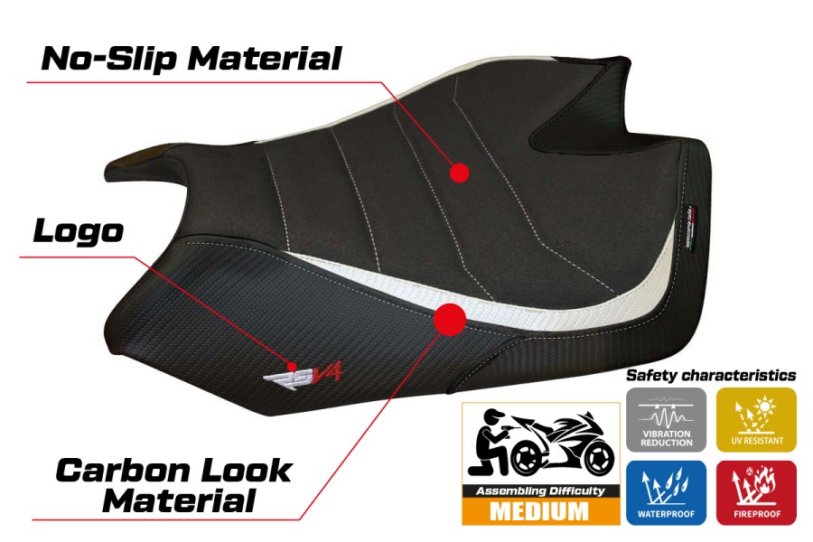 Housse de selle compatible - Aprilia RSV4 2009-2020 - mod Barrie Ultragrip Comfort System