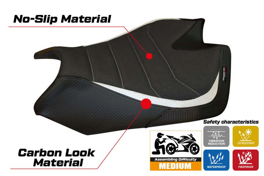 Rivestimento sella compatibile - Aprilia RSV4 2009-2020 - mod Barrie Ultragrip Comfort System