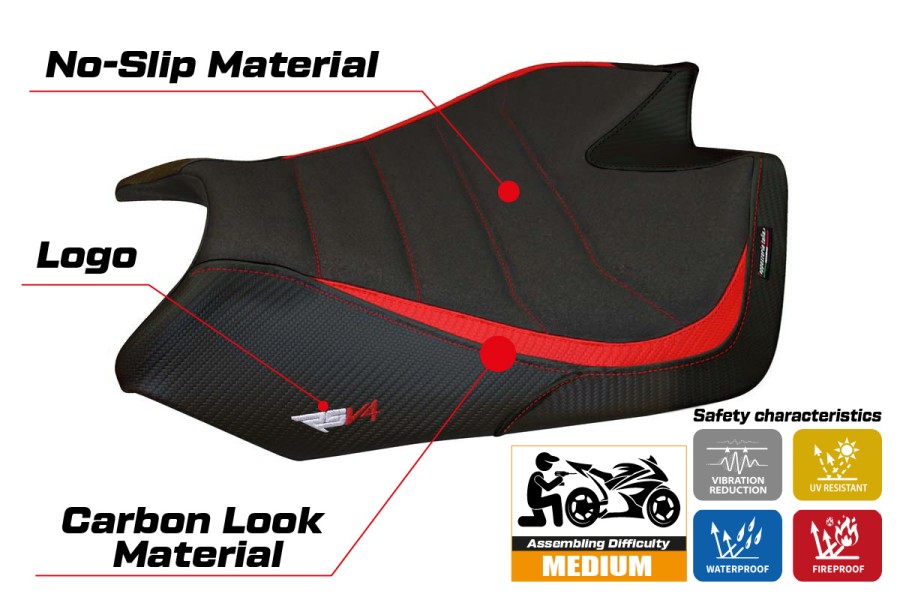 Funda de asiento compatible - Aprilia RSV4 2009-2020 - mod Barrie Ultragrip Comfort System