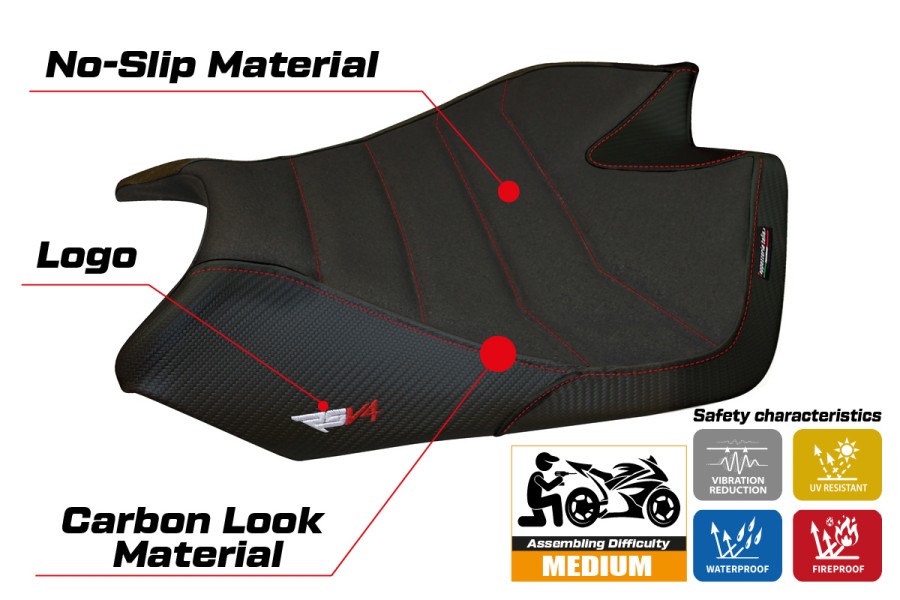 Housse de selle compatible - Aprilia RSV4 2009-2020 - mod Barrie Ultragrip Comfort System