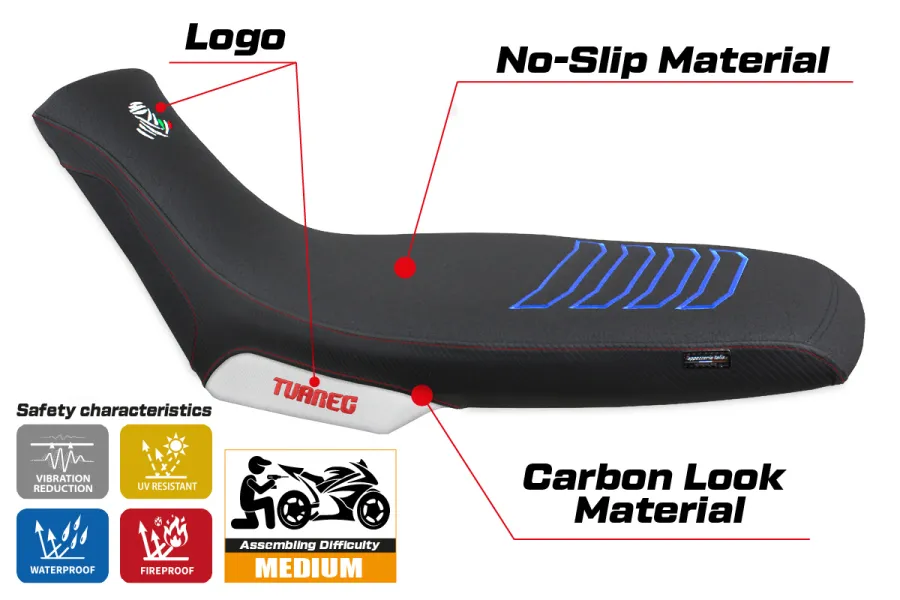 Rivestimento sella compatibile - Aprilia Tuareg 660 2021-2026 - mod Boras Special Color Ultragrip