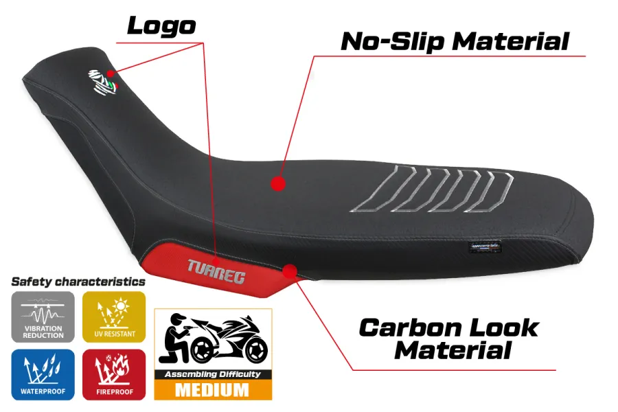Sitzbezug kompatibel - Aprilia Tuareg 660 2021-2026 - mod Boras Special Color Ultragrip