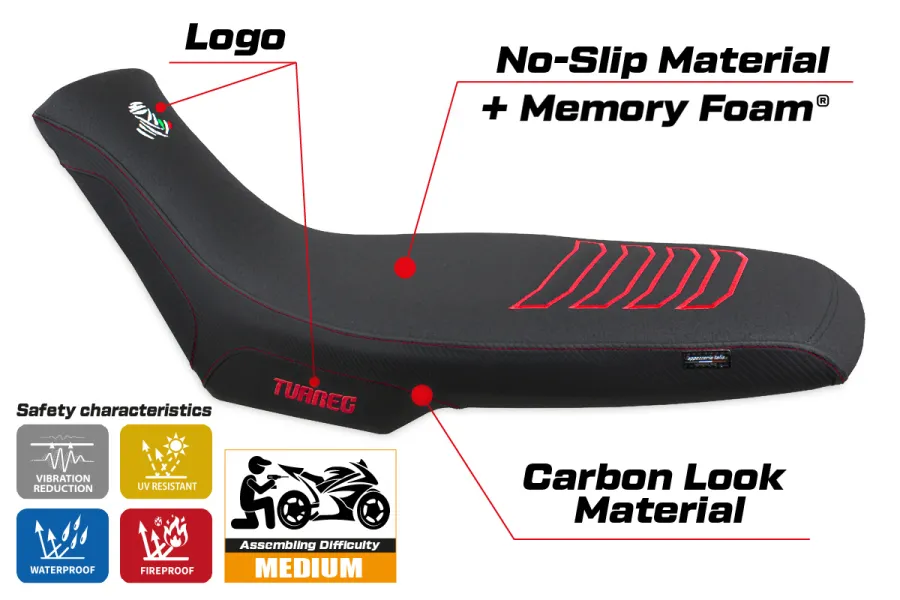 Rivestimento sella compatibile - Aprilia Tuareg 660 2021-2026 - mod Boras Comfort System