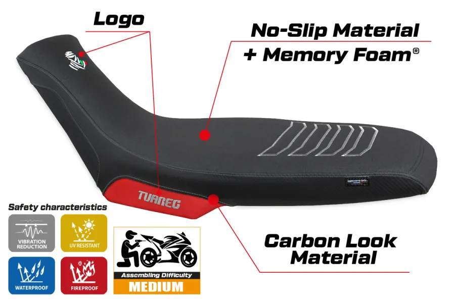 Seat cover compatible - Aprilia Tuareg 660 2021-2026 - mod Boras Special Color Comfort System