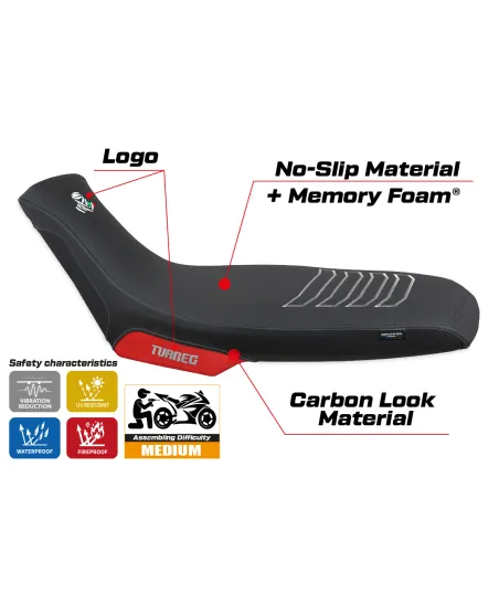 Housse de selle compatible - Aprilia Tuareg 660 2021-2025 - mod Boras Special Color Comfort System