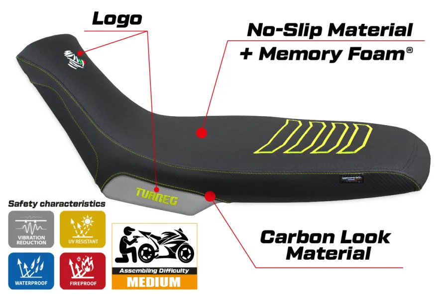 Housse de selle compatible - Aprilia Tuareg 660 2021-2026 - mod Boras Special Color Comfort System