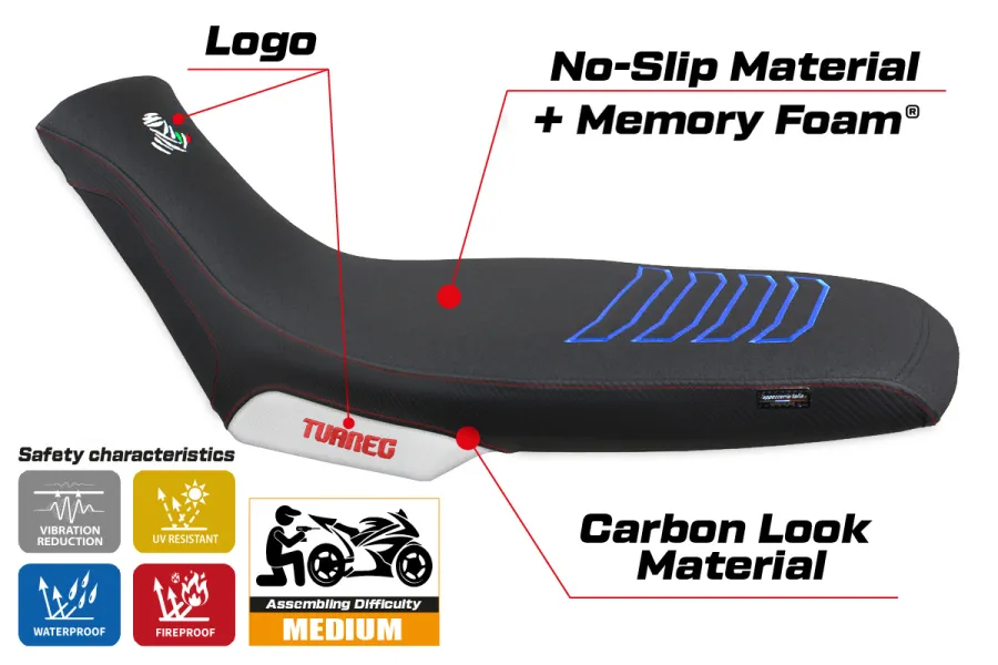 Rivestimento sella compatibile - Aprilia Tuareg 660 2021-2026 - mod Boras Special Color Comfort System