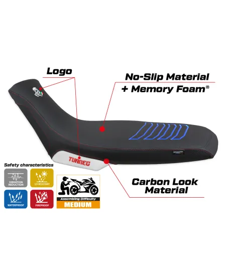 Housse de selle compatible - Aprilia Tuareg 660 2021-2025 - mod Boras Special Color Comfort System