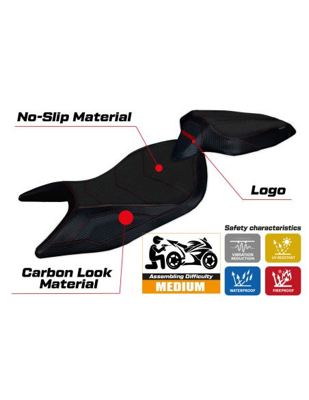 Housse de selle compatible - Aprilia Tuono 660 2021-2024 - mod Sparta Ultragrip