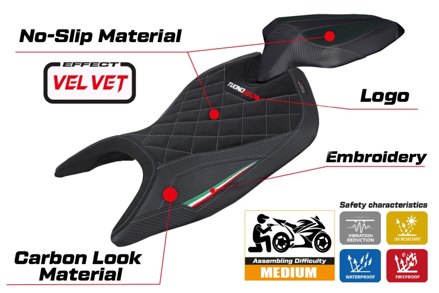 Sitzbezug kompatibel - Aprilia Tuono 660 2021-2026 - mod Kenya Velvet