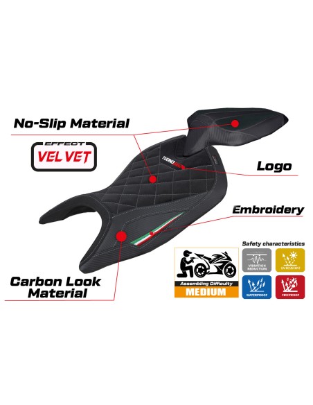 Seat cover compatible - Aprilia Tuono 660 2021-2024 - mod Kenya Velvet
