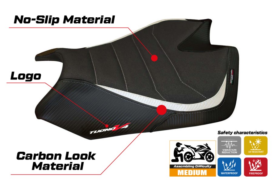 Funda de asiento compatible - Aprilia Tuono V4 2011-2020 - mod Tanami Ultragrip