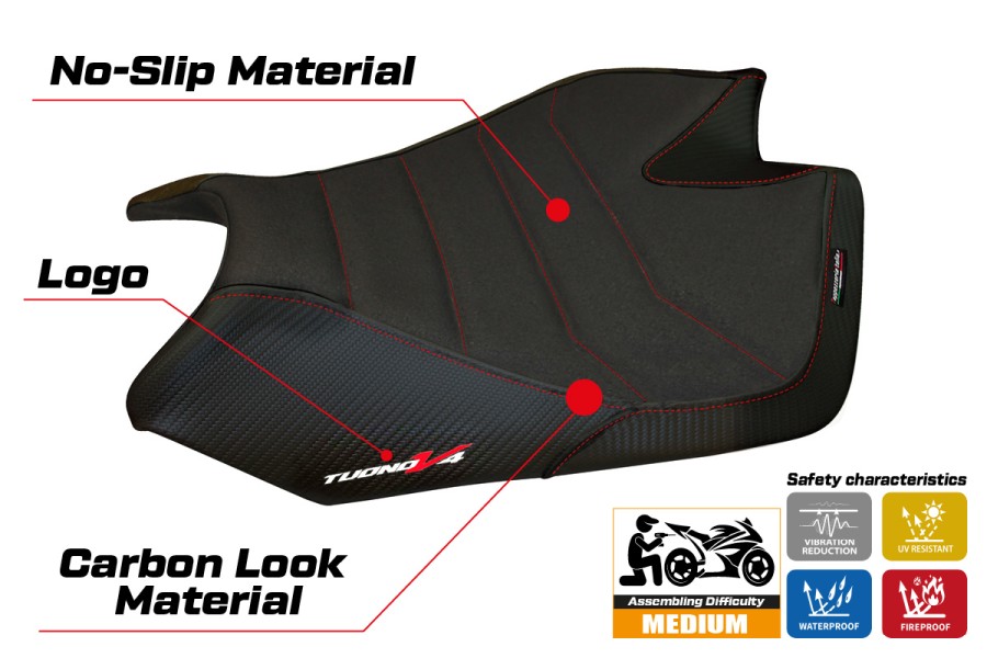 Funda de asiento compatible - Aprilia Tuono V4 2011-2020 - mod Tanami Ultragrip