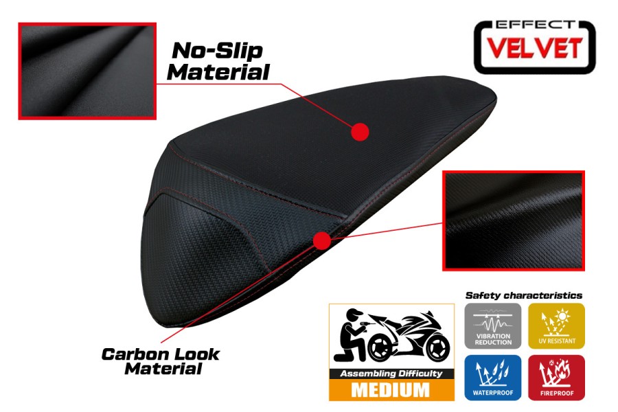 Rivestimento sella compatibile - Aprilia Tuono V4 2011-2020 - mod Pass Tuono Velvet