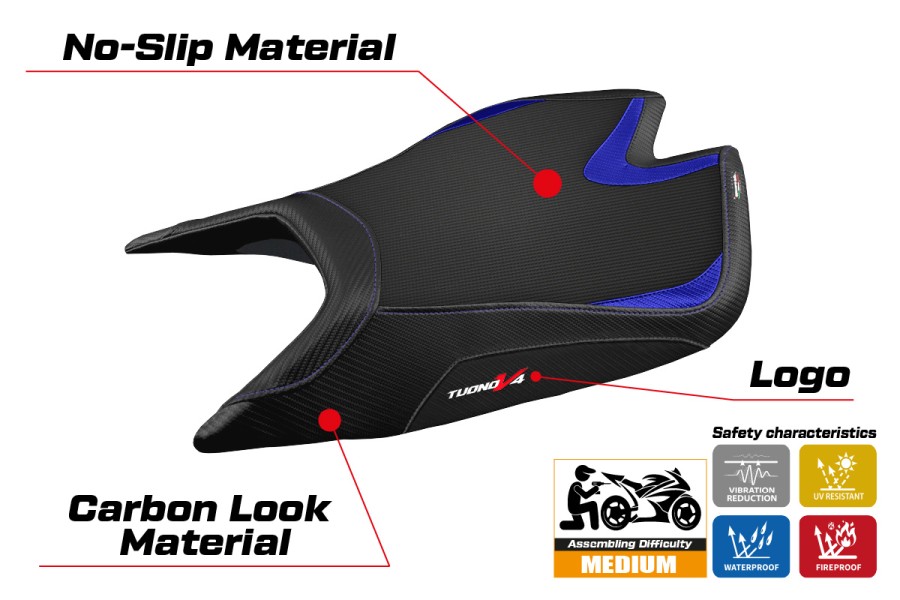 Housse de selle compatible - Aprilia Tuono V4 Factory 2021-2026 - mod Nashua
