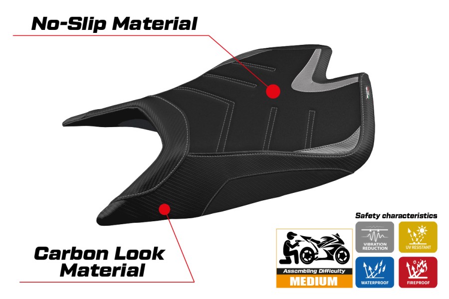 Housse de selle compatible - Aprilia Tuono V4 Factory 2021-2026 - mod Nashua Ultragrip