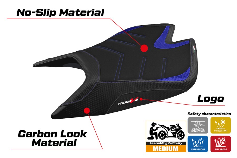 Funda de asiento compatible - Aprilia Tuono V4 Factory 2021-2026 - mod nashua Ultragrip