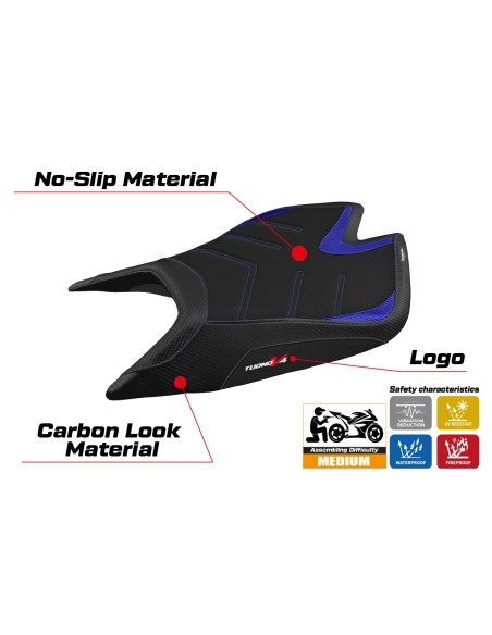 Funda de asiento compatible - Aprilia Tuono V4 Factory 2021-2025 - mod nashua Ultragrip