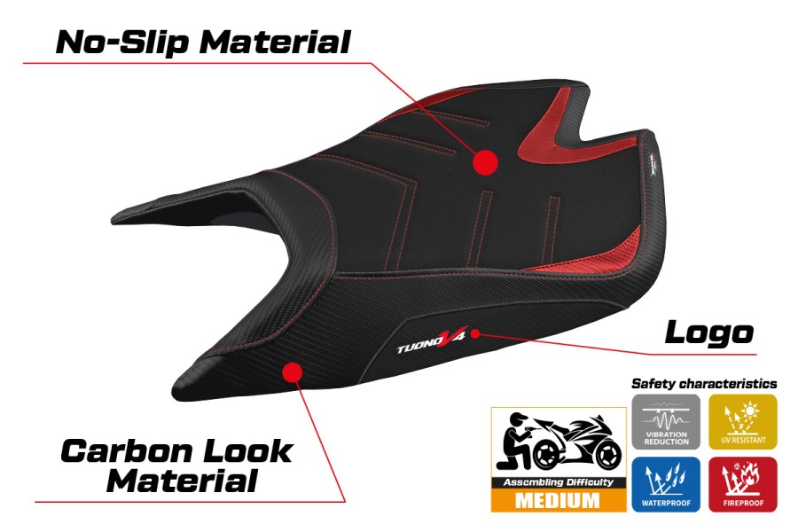 Funda de asiento compatible - Aprilia Tuono V4 Factory 2021-2026 - mod nashua Ultragrip