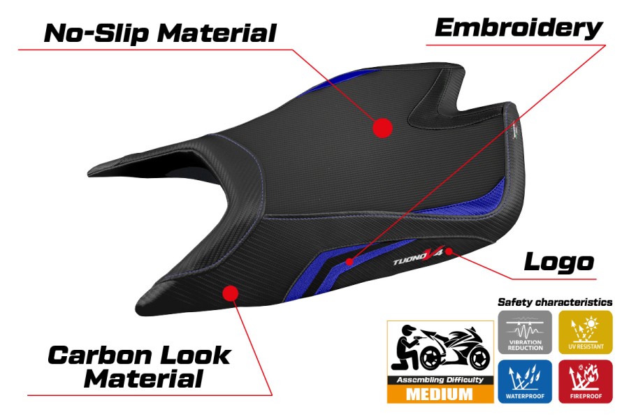 Housse de selle compatible - Aprilia Tuono V4 Factory 2021-2026 - mod Nashua Special Color