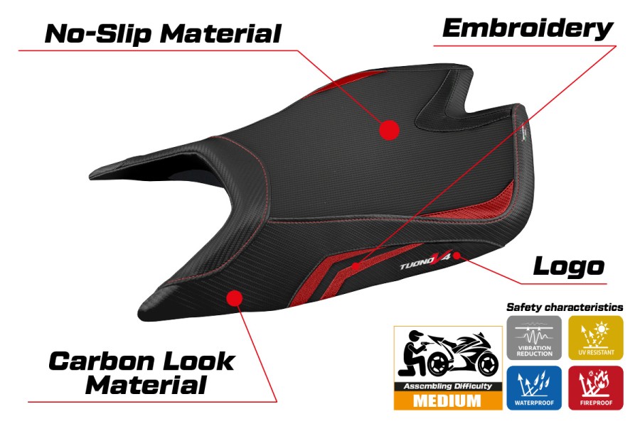 Funda de asiento compatible - Aprilia Tuono V4 Factory 2021-2026 - mod Nashua Special Color
