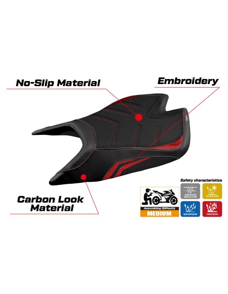 Housse de selle compatible - Aprilia Tuono V4 Factory 2021-2025 - mod Nashua Special Color Ultragrip