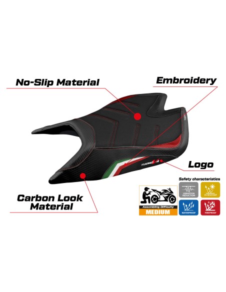 Funda de asiento compatible - Aprilia Tuono V4 Factory 2021-2025 - mod Nashua Special Color Ultragrip