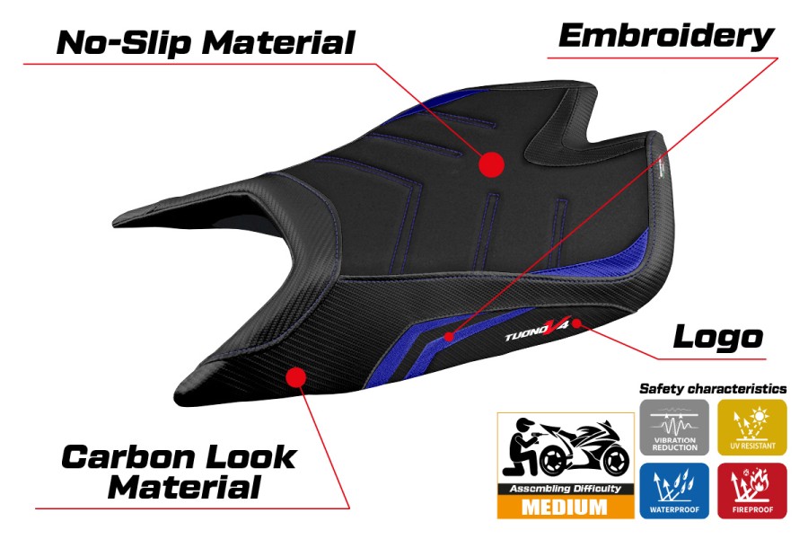 Seat cover compatible - Aprilia Tuono V4 Factory 2021-2026 - mod Nashua Special Color Ultragrip