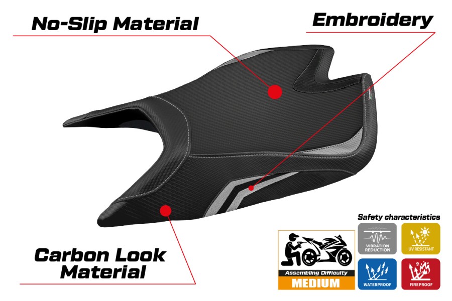 Funda de asiento compatible - Aprilia Tuono V4 Factory 2021-2026 - mod Nashua Comfort System Special Color