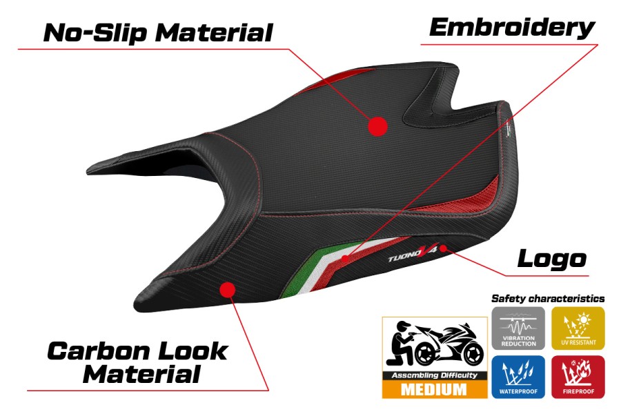 Rivestimento sella compatibile - Aprilia Tuono V4 Factory 2021-2026 - mod Nashua Special Color Comfort System