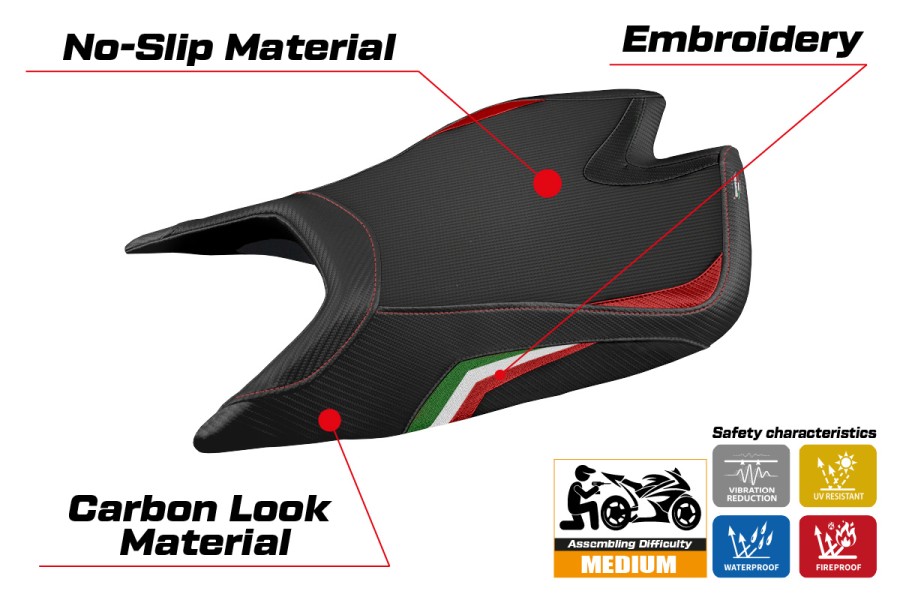 Funda de asiento compatible - Aprilia Tuono V4 Factory 2021-2026 - mod Nashua Comfort System Special Color
