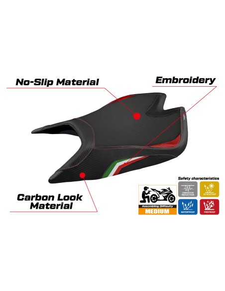 Housse de selle compatible - Aprilia Tuono V4 Factory 2021-2025 - mod Nashua Special Color Comfort System