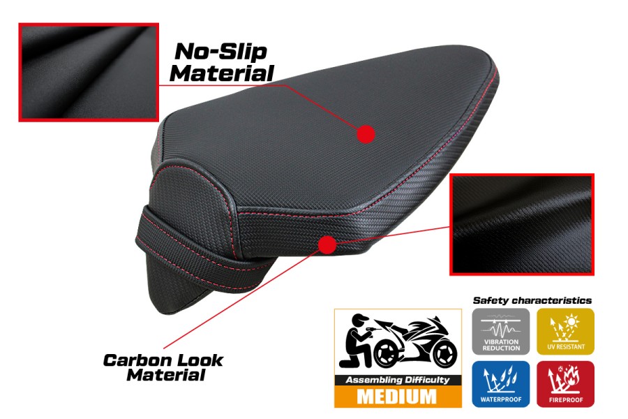 Rivestimento sella compatibile - Aprilia Tuono V4 Factory 2021-2026 - mod Hollis Comfort System