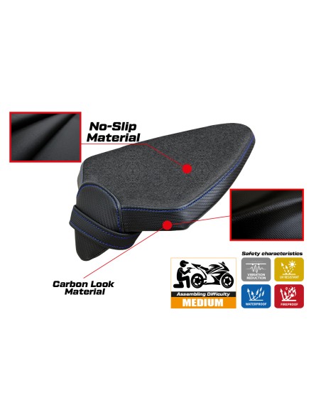 Rivestimento sella passeggero compatibile Aprilia Tuono V4 Factory (21-22) modello Hollis ultragrip