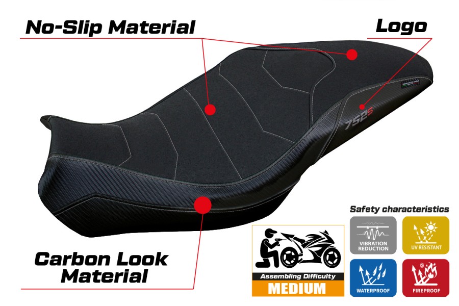 Housse de selle compatible - Benelli 752 S 2019-2026 - mod Lima Ultragrip